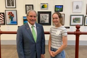 Anna Gardone artwork with Congressman Yarmouth
