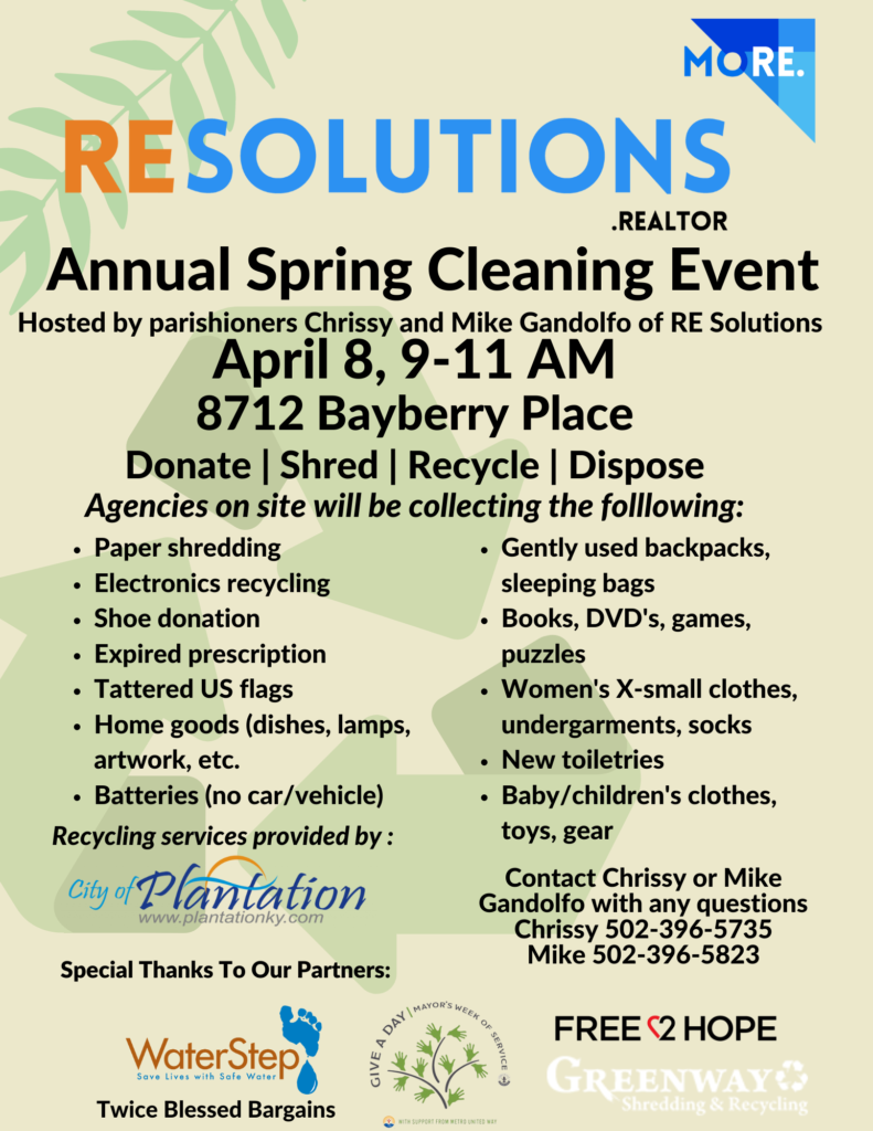 Spring Cleaning Event Available for All Parishioners